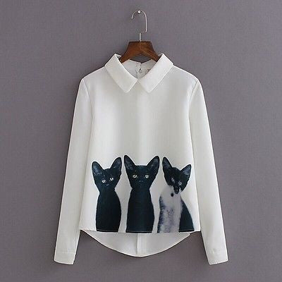 BLACK CAT COLLAR SWEATSHIRT