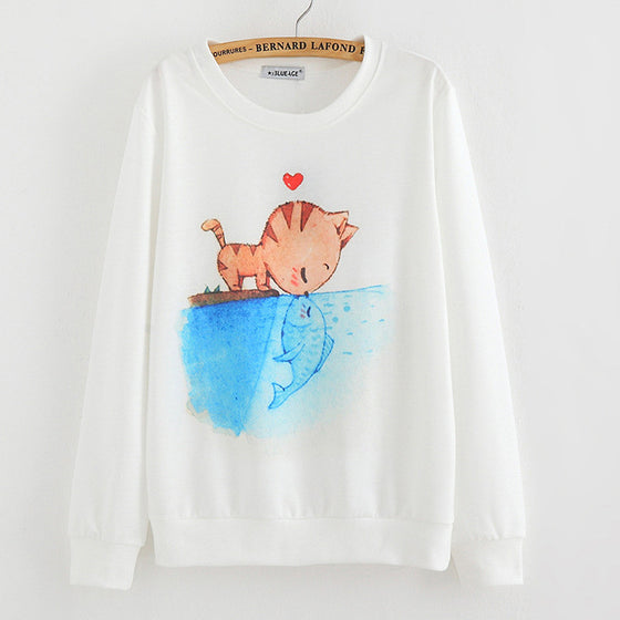 CAT KISS FISH SWEATSHIRT